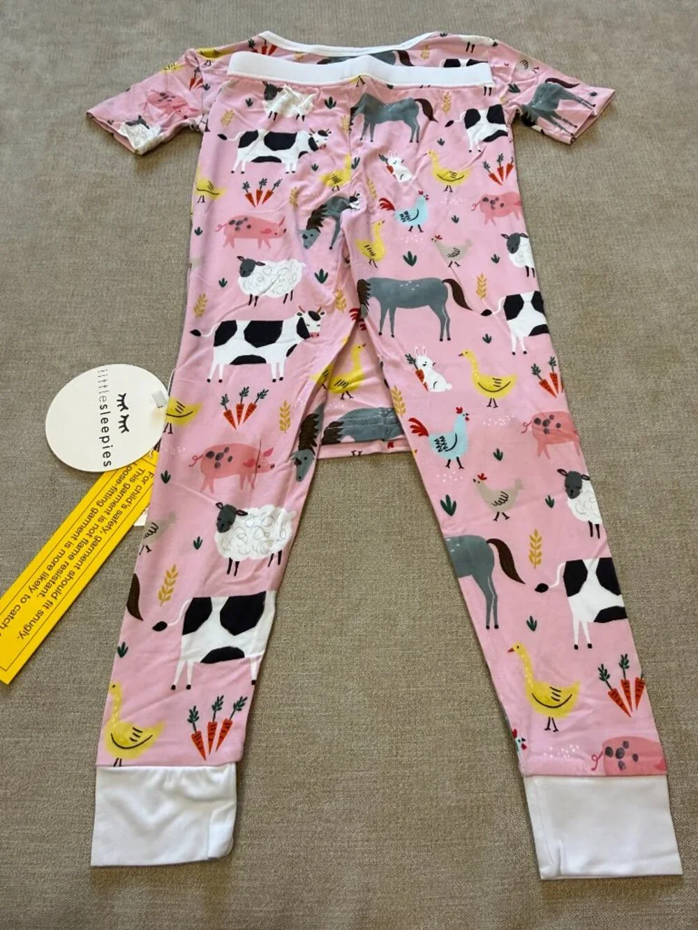 Little Sleepies Pink Farm Animals Two-Piece Short Sleeve & Pants Pajama Set 4T